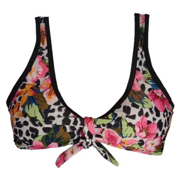 URCHICS Floral Leopard print 2 Piece Swimsuit Faux Ties Size M - Picture 3 of 9
